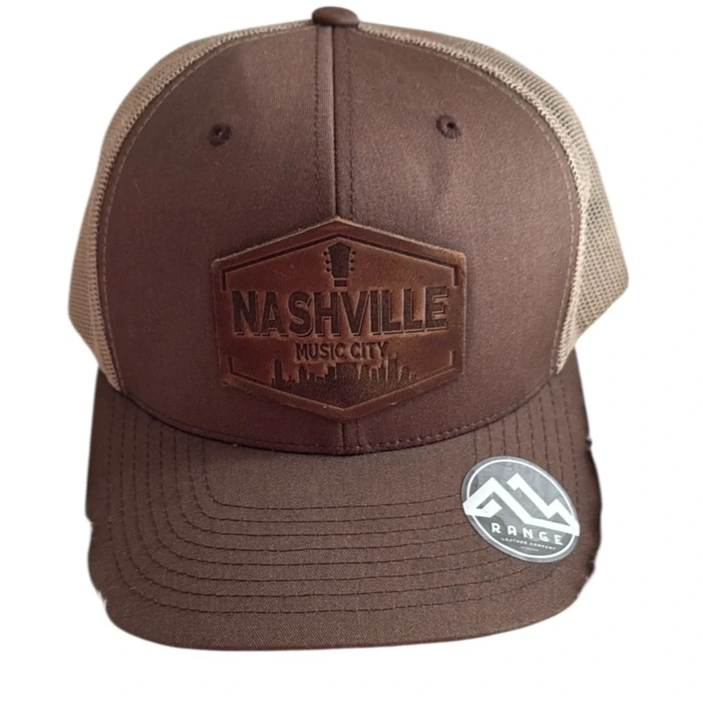 NASHVILLE LEATHER PATCH BASEBALL HAT CAP